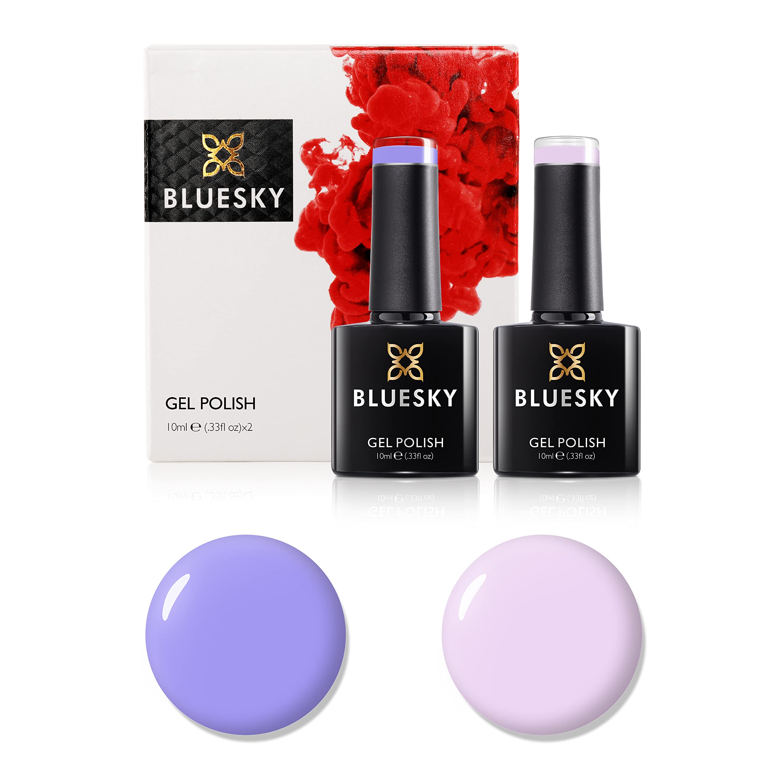 Bluesky Gel Nail Polish Set, 9th Anniversary Set 2, 2 x 10ml, ND01 Satin Sheets, 80599 Wisteria Haze, Purple, Pink, Lilac, Pastel (Requires Curing Under UV LED Lamp)