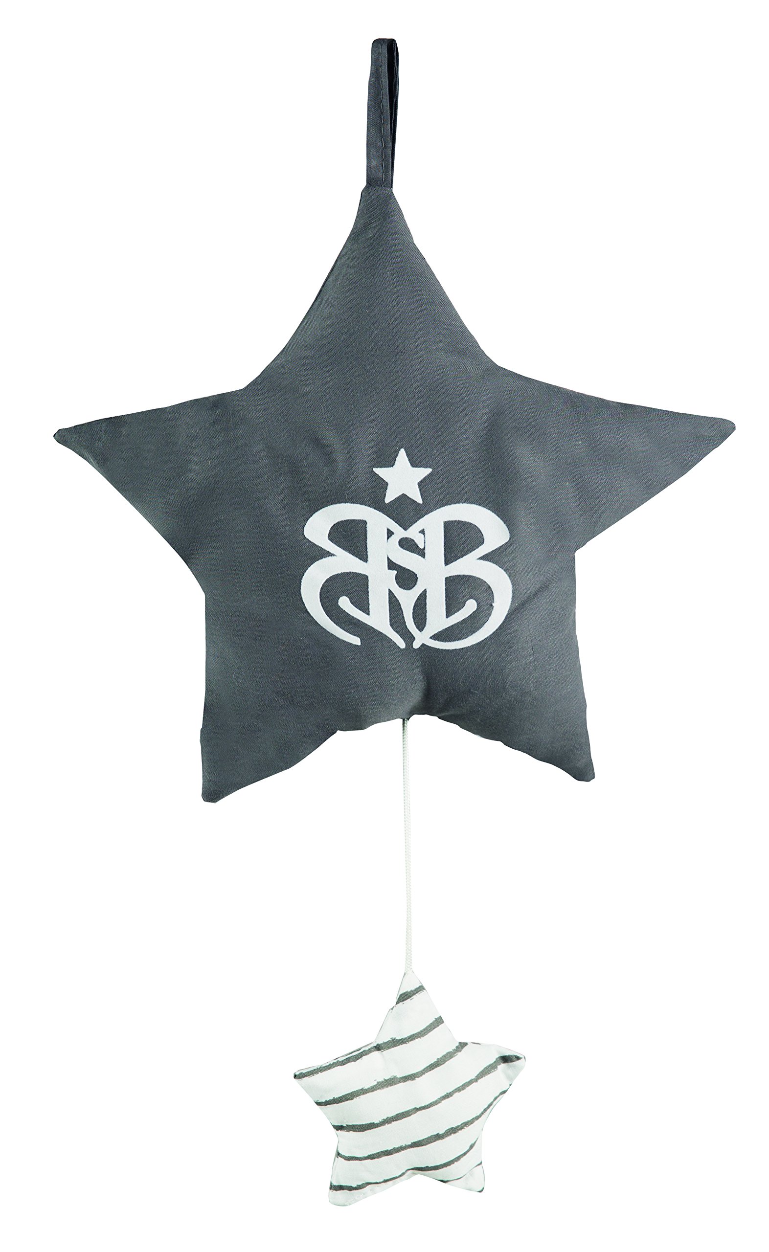 roba ‘Little Stars’ Music Box Baby Sleep Aid Textile Star, Washable, Baby Room Decorative Grey/White