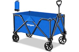 Homgava Collapsible Folding Wagon Heavy Duty,Foldable Utility Cart with Wheels,Large Capacity,for Grocery Outdoor Camping Beach Gardening Shopping Fishing Blue