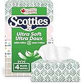 Scotties Ultra Soft with Lotion, 3-Ply Tissue Infused with Aloe & Vitamin E, Hypoallergenic and Dermatologist Tested, 4 Boxes