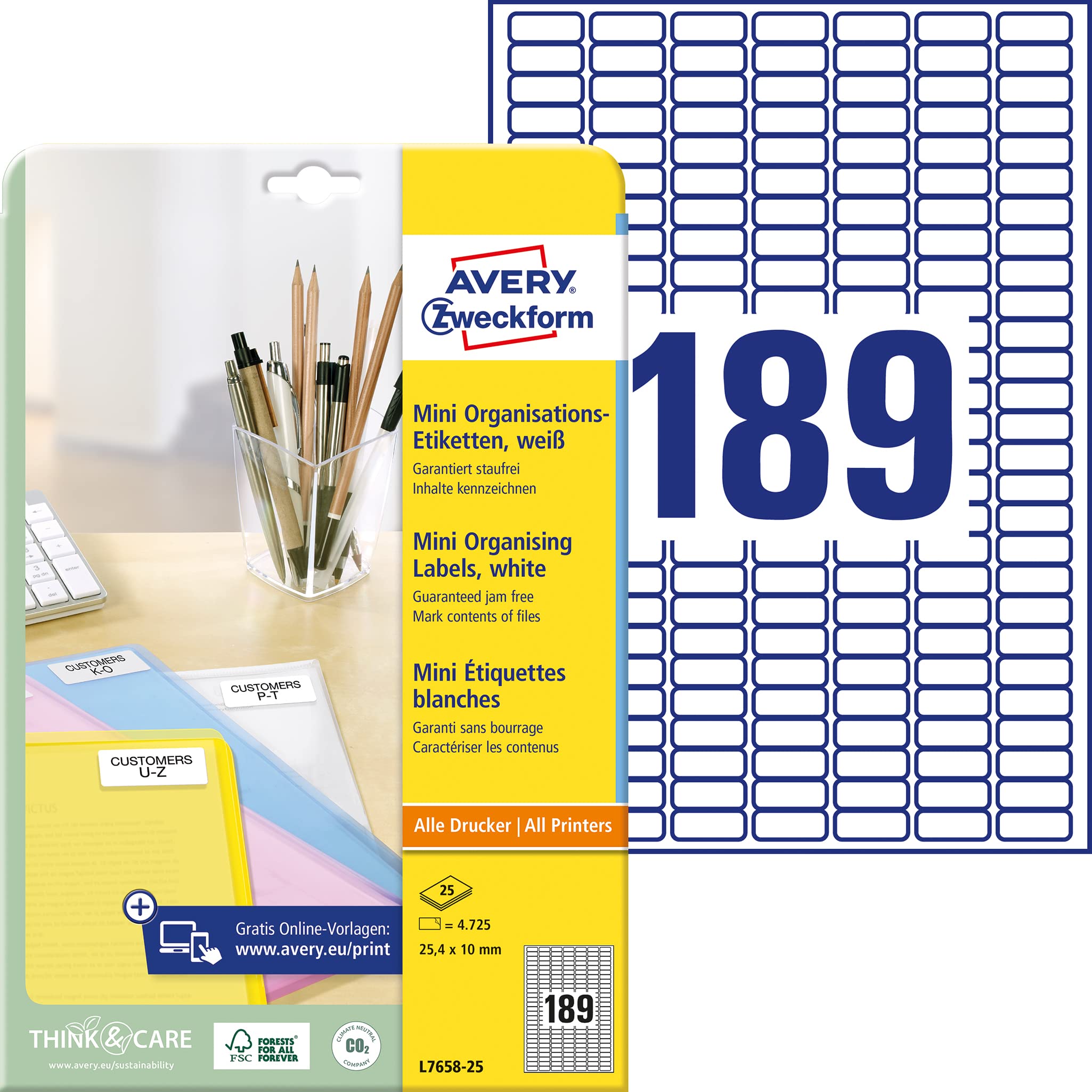 Avery Zweckform Mini Labels 25.4x10 mm White