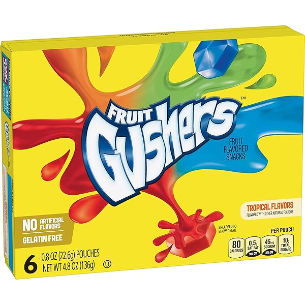 GUSHERS TROPICAL FLAVORS FRUIT FLAVORED SNACKS 6 COUNT