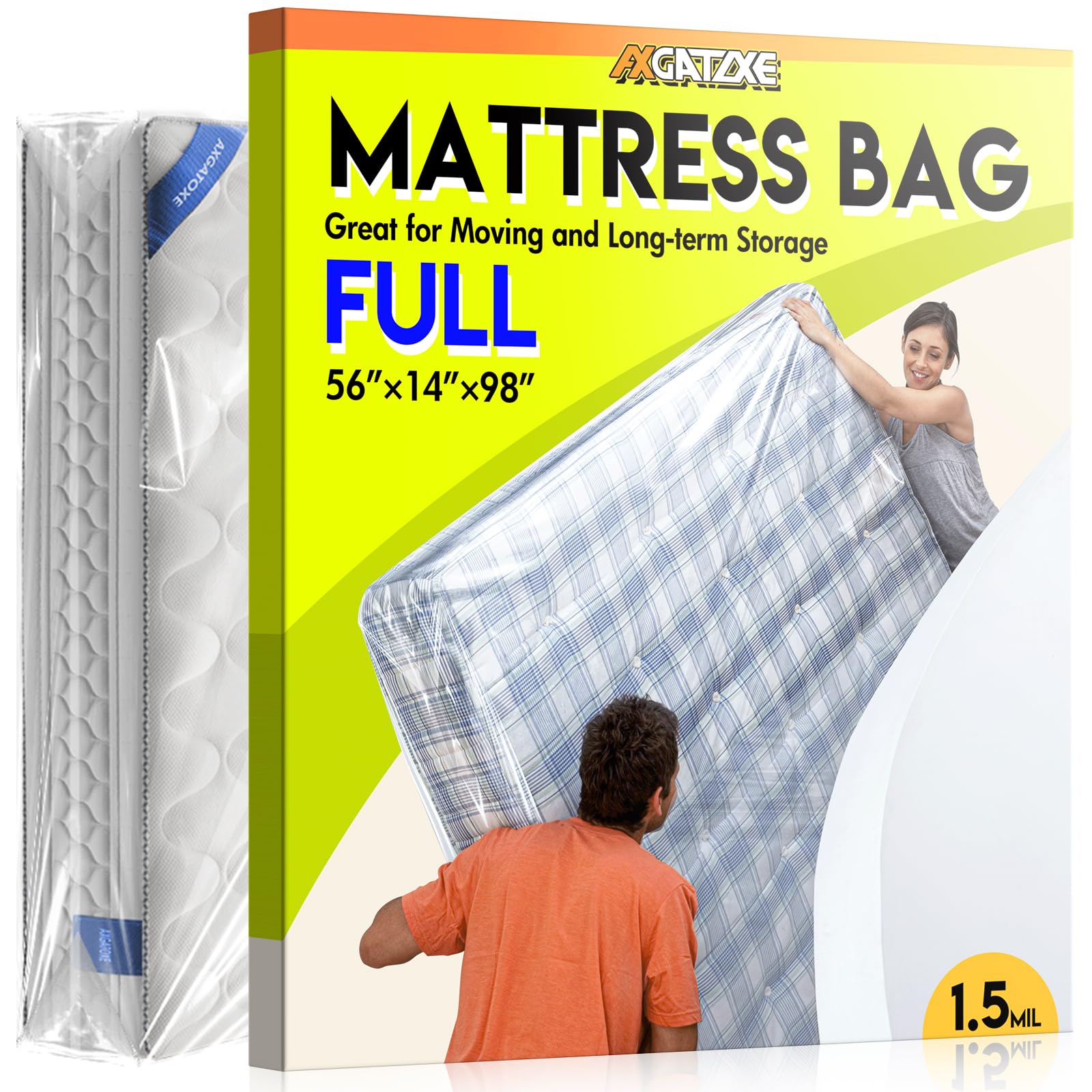 Plastic Mattress Bag for Moving Storage, Full Size (1.5MIL)