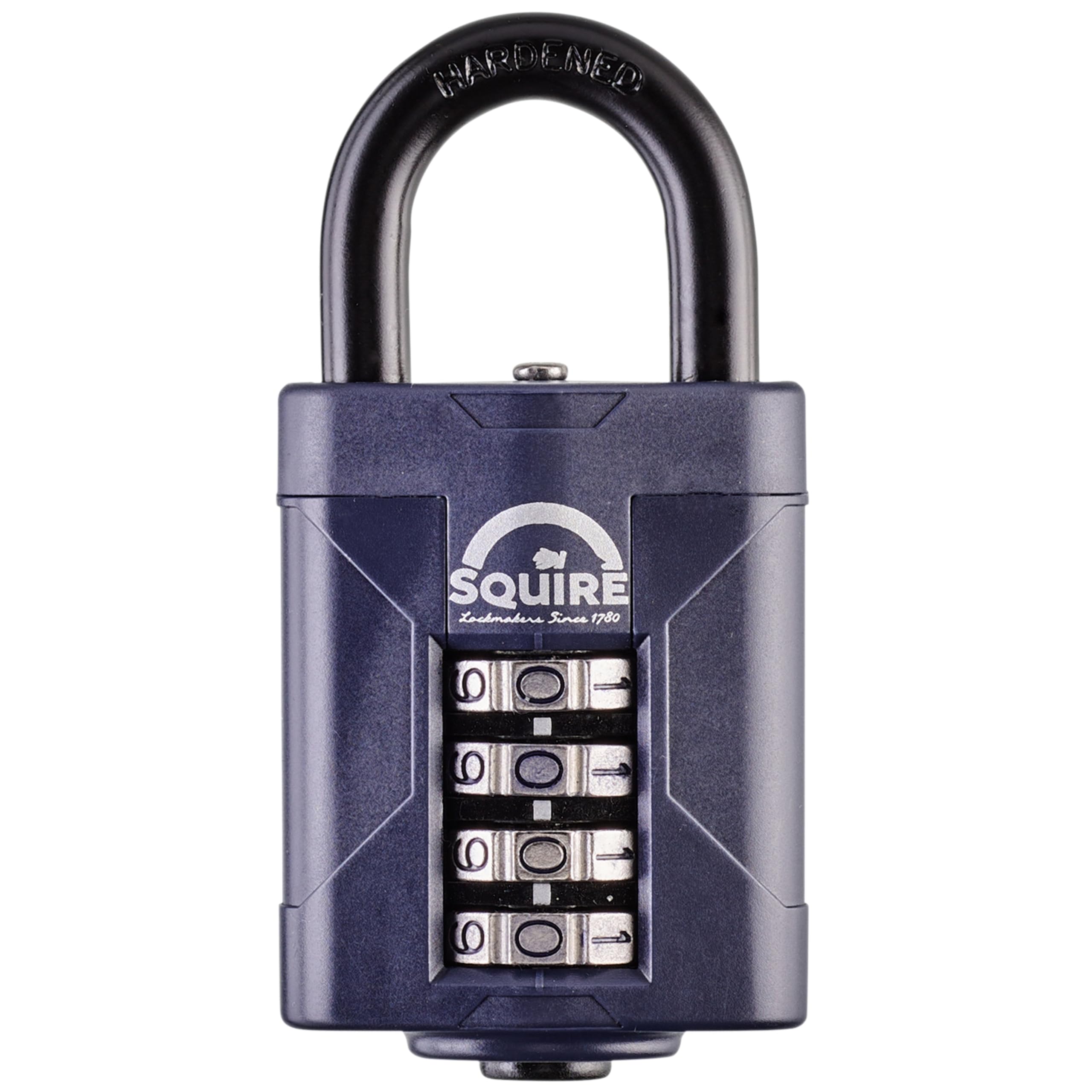 Squire Heavy Duty Padlock (CP50) - Toughest Steel Shackle - 4 Wheel Combination Padlock - Alloy Steel for Corrosion Resistance - Weatherproof Lock for Home, School & Garage (Blue, 50 mm)