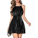 Wedtrend Sparkly Homecoming Dresses for Teens Aline Cocktail Dress Halter Christmas Party Dresses for Women