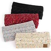 DRESHOW Women Soft Stretch Winter Headbands Fuzzy Fleece Lined Ear Warmer Knit Thick Warm Crochet Headband Winter Accessories