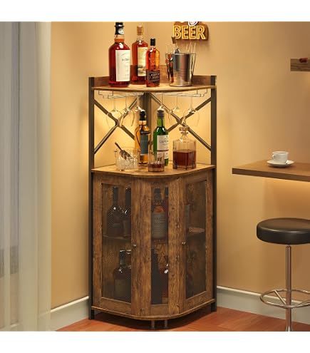 thumbnail image 2 of Tuhome Furniture Syrah Corner Bar & Wine Cabinet – Weathered Oak Finish 2 of 5