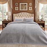 Lilisbed Velvet Quilt Set King Size - 3-Piece Lightweight Bedding, Soft Velvet Comforter, Oversized Bedspread Coverlet for All Season, Soft Gray