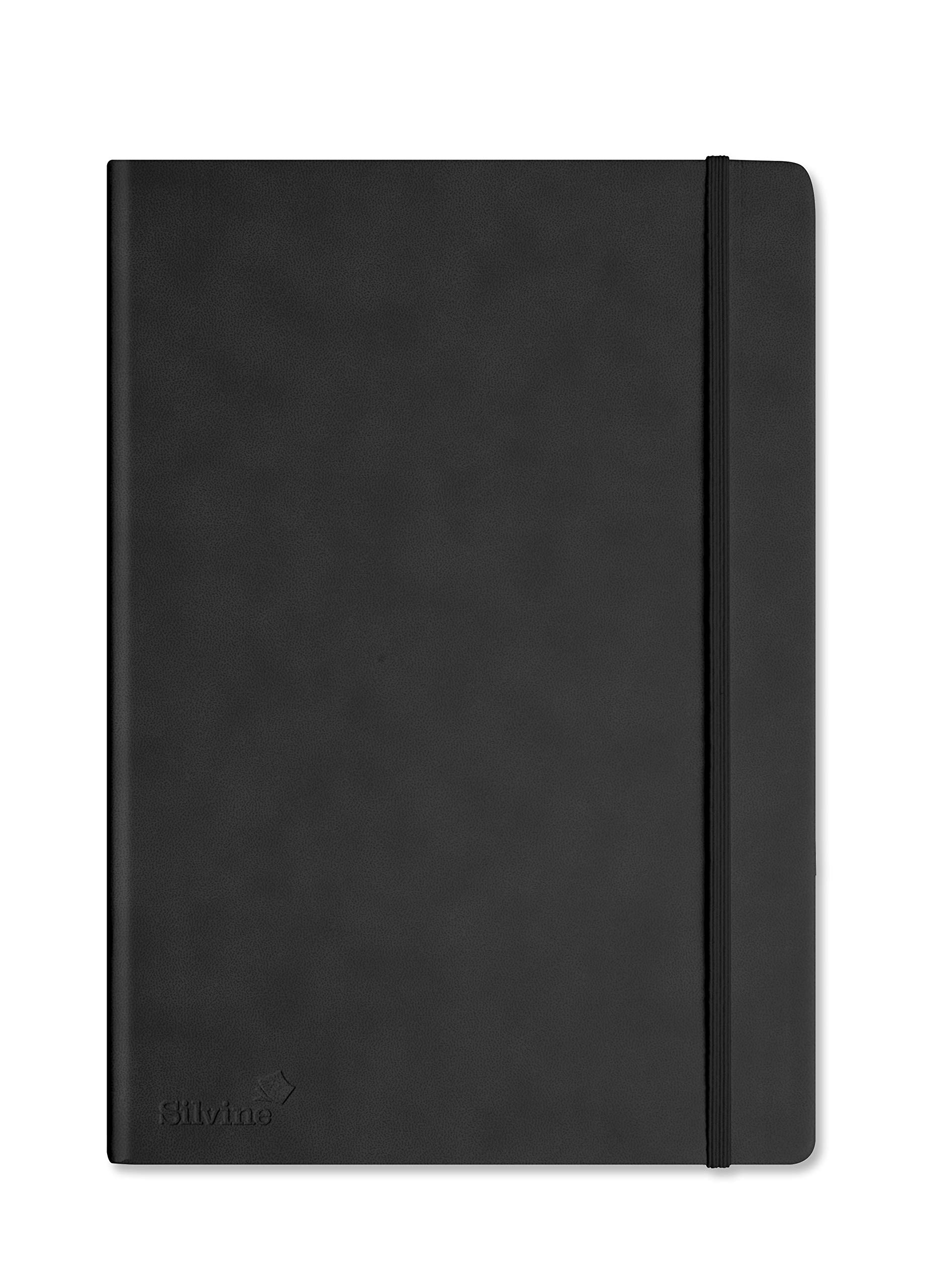Silvine A4 Executive Hardback Notebook/Journal Black - Lined 90gsm (160 Pages)