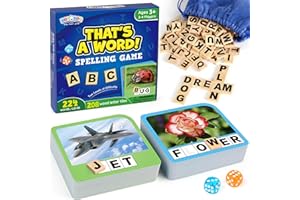 BenBen Spelling Games, 224 Flashcards, 208 Wood Letter Tiles, 1-4 Players, Learning Games for Kids 4-8, Educational Toys for Kindergarten 1st 2nd Grade, Preschool Classroom Must Haves