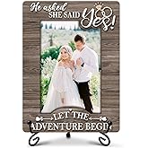 Qoamp Engagement Gifts Picture Frame, He Asked She Said Yes Photo Frame, Wedding Engagement Gifts for Couples Newly Engaged, Desk Tabletop Decor for 4 x 6 Photo-A14