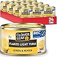 Clover Leaf Flaked Light Tuna Lemon & Pepper - 85g, 24 Count - Canned - Flavoured - Skipjack Tuna - Very High In Protein - 18
