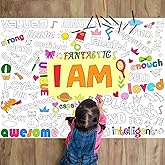 Naozinebi Positive Affirmations Coloring Poster for Children Kids Giant Coloring Poster Large Positive Coloring Tablecloth Jumbo Coloring Books for kids Classroom Home Birthday Party Supplies Favor
