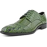 Bolano Bandit, Cap Toe Oxford Dress Shoes for Men, Men's Formal Dress Shoes with Alligator Print, Croc Folded Oxfords