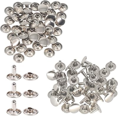 Trimming Shop Double Cap Rivets 10mm x 9mm Silver Tubular Metal Studs