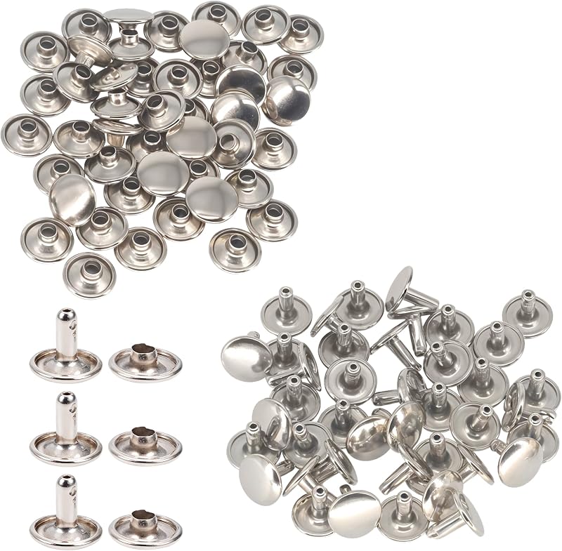 Trimming Shop Double Cap Rivets 10mm x 9mm Silver Tubular Metal Studs