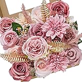 Serwalin Artificial Flowers Dusty Pink Silk Fake Flowers for DIY Wedding Bouquets Cake Flowers Spring Decor Table Centerpieces Arrangements Baby Shower Decoration