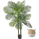 Warmplants Artificial Palm Tree, 5ft Golden Cane Faux Palm Plant with Basket, Large Phoenix Palm UV Resistant Fake Plants for Indoor Outdoor Home Garden Patio Office Décor