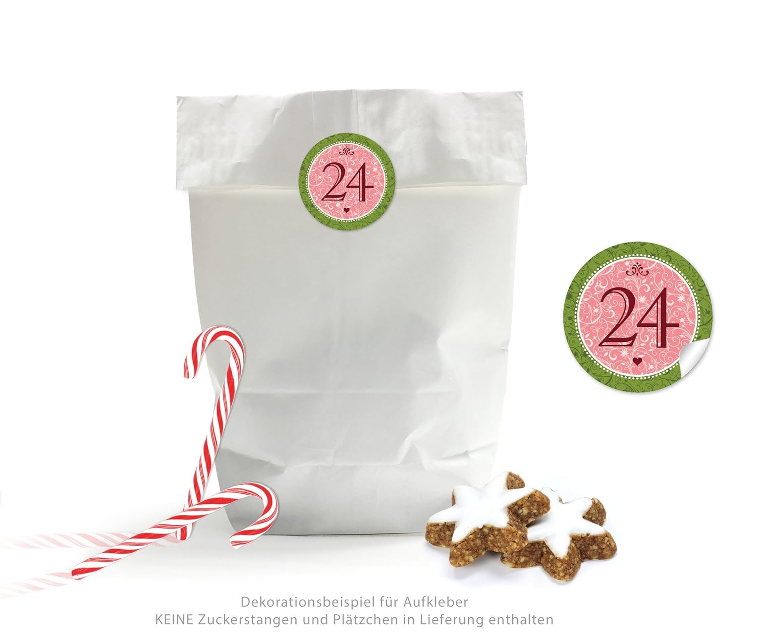 'Calendrier de l'Avent DIY geschenktüten Set : 24 Blanc Calendrier de l'Avent Sacs/Sacs Papier Kraft papier kraft Sac à fond/Cadeau/(17 x 26 cm) + 24 autocollantes Calendrier de l'Avent chiffres en