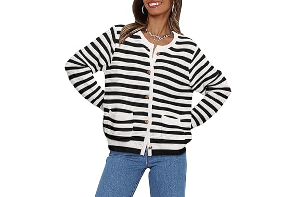 LILLUSORY Women's Cardigan Sweaters 2023 Fall Open Front Long Sleeve Button Down Knit Cardigans Outerwear with Pockets