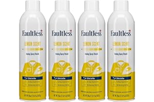 Faultless Lemon Laundry Starch Spray, Lemon Scented Spray Starch 20 oz Cans for a Smooth Iron Glide on Clothes & Fabric Even Spray, Easy Iron Glide, No Reside (Pack of 4)