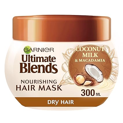Mascarilla Garnier Ultimate Blends de leche de coco, tratamiento para cabello seco, 300 ml