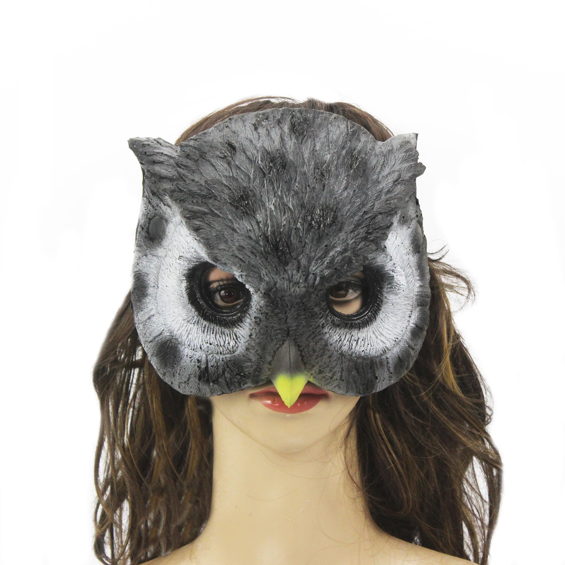 JIAHG Halloween Owl Mask - Animal Cosplay Eyemask PU Foam Half Face Masquerade Mardi Gras Ball Carnival Easter Mask Cosplay Props Fancy Dress Up Accessory for Women