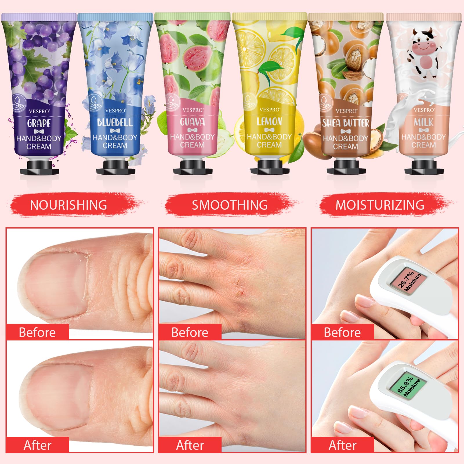 VESPRO 12 Pack Hand Cream Set For Women, Bulk Hand Lotion Travel Size for Dry Cracked Hands, Mini Moisturizing Hand Lotion for Teacher Appreciation Gifts, Thank You Gifts and Bridal Shower Favors
