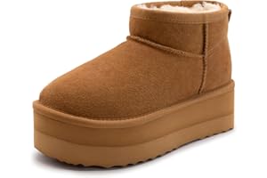 Xiakolaka Women's Classic Platform Mini Boots Winter Suede Anti-Slip Ankle Snow Boots