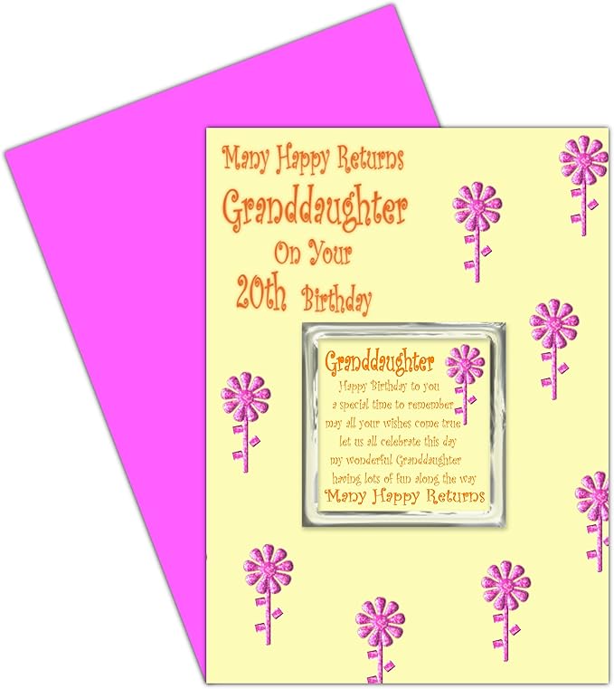 Geburtstagskarte für Enkelin zum 20. Geburtstag, mit abnehmbarem