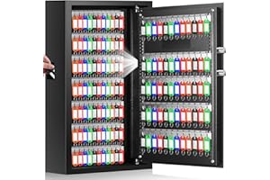 NEBAKNE 144 Keys Fireproof Key Cabinet, Anti-Theft Heavy Duty Key Lock Box with Key Tags, Adjustable Key Organizer Wall Safe with Combination Lock for Car Office House Garage Rental Business