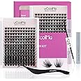 Magic Lash Clusters Kit 8-18mm Volume Wispy Eyelash Clusters Kit D Curl - WideSpan DIY Eyelash Extension Kit Cat Eye Lashes Individual Fake Eyelashes Clusters Kit with 0.05mm Ultra-Thin Black Band