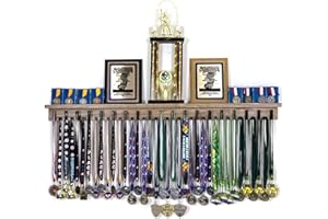MEDALAWARDSRACK 4ft- Medal Awards Rack Premier Medal Hanger Display Rack and Trophy Shelf for Gymnastics, Soccer, Basketball, Football, and More. The Largest Medal and Award Display- 48”