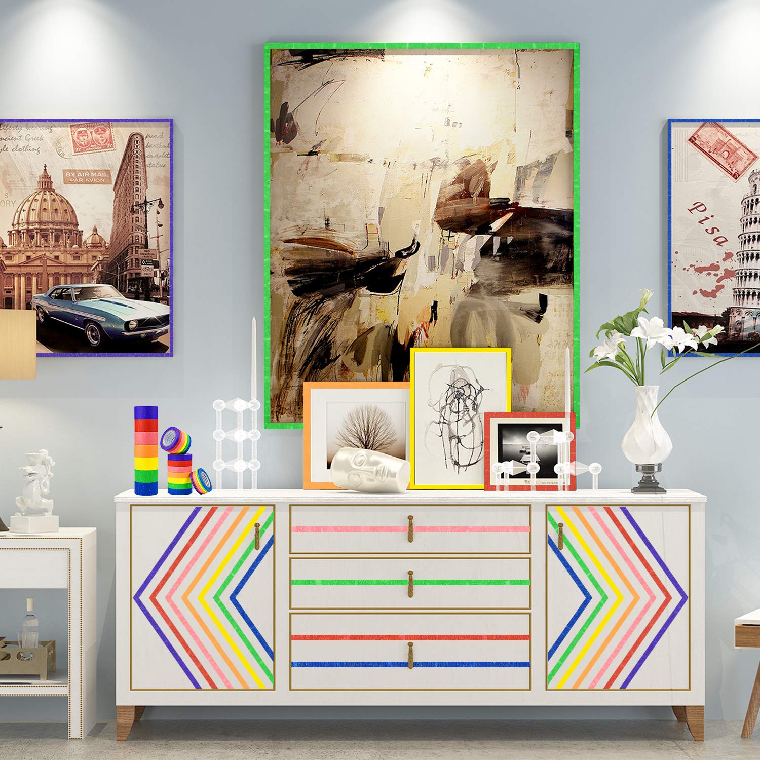 EAONE 28 Rolls Colored Masking Tape Labelling Paper Tapes in 7 Colors & 4 Sizes Arts & Crafts Washi Tape Set for DIY Labeling Coding Decoration Teaching Supplies Classroom Home Office: Industrial & Scientific