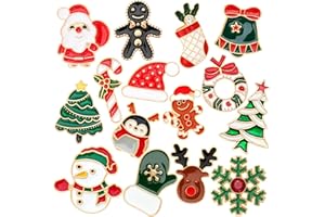 SANNIX 15Pcs Christmas Pins, Christmas Lapel Pins Xmas Brooch Pin Santa Snowman Snowflake Holiday Badge for Clothes Bags Hats Accessories