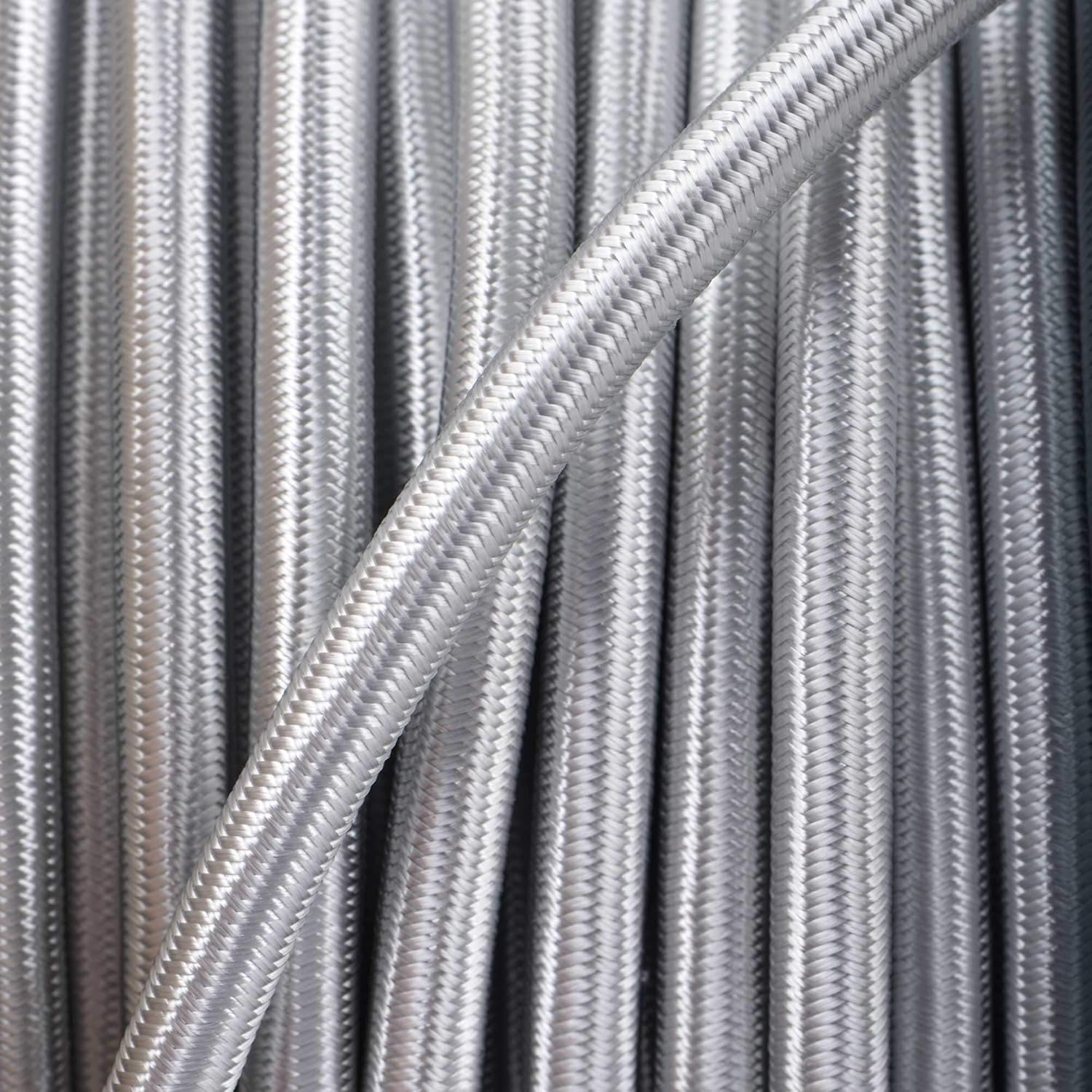 ElekTek Round Braided Fabric Flex Cable 2m Pack Colours to match ElekTek Ceiling Plates, Roses, Chain and Lamp holders Silver - Image 3