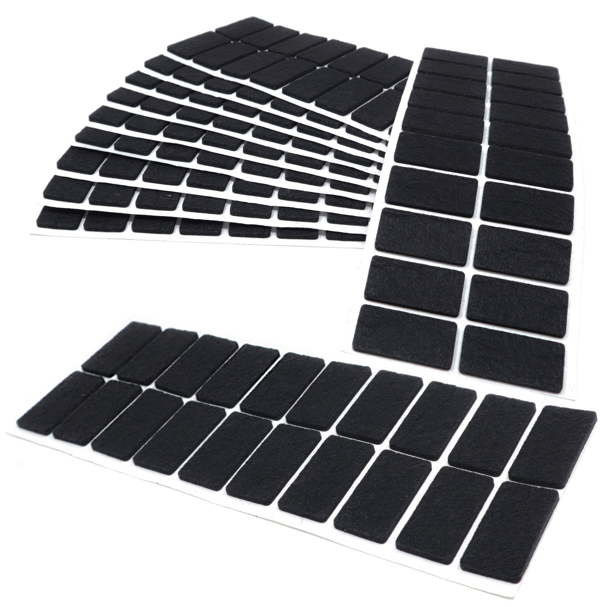 Adsamm® / 200 x self-adhesive felt pads/Black / 0.79x1.57'' (20x40 mm) / rectangular / 0.138'' / 3.5 mm thick stick-on furniture felt glides/Furniture & Chair Glides