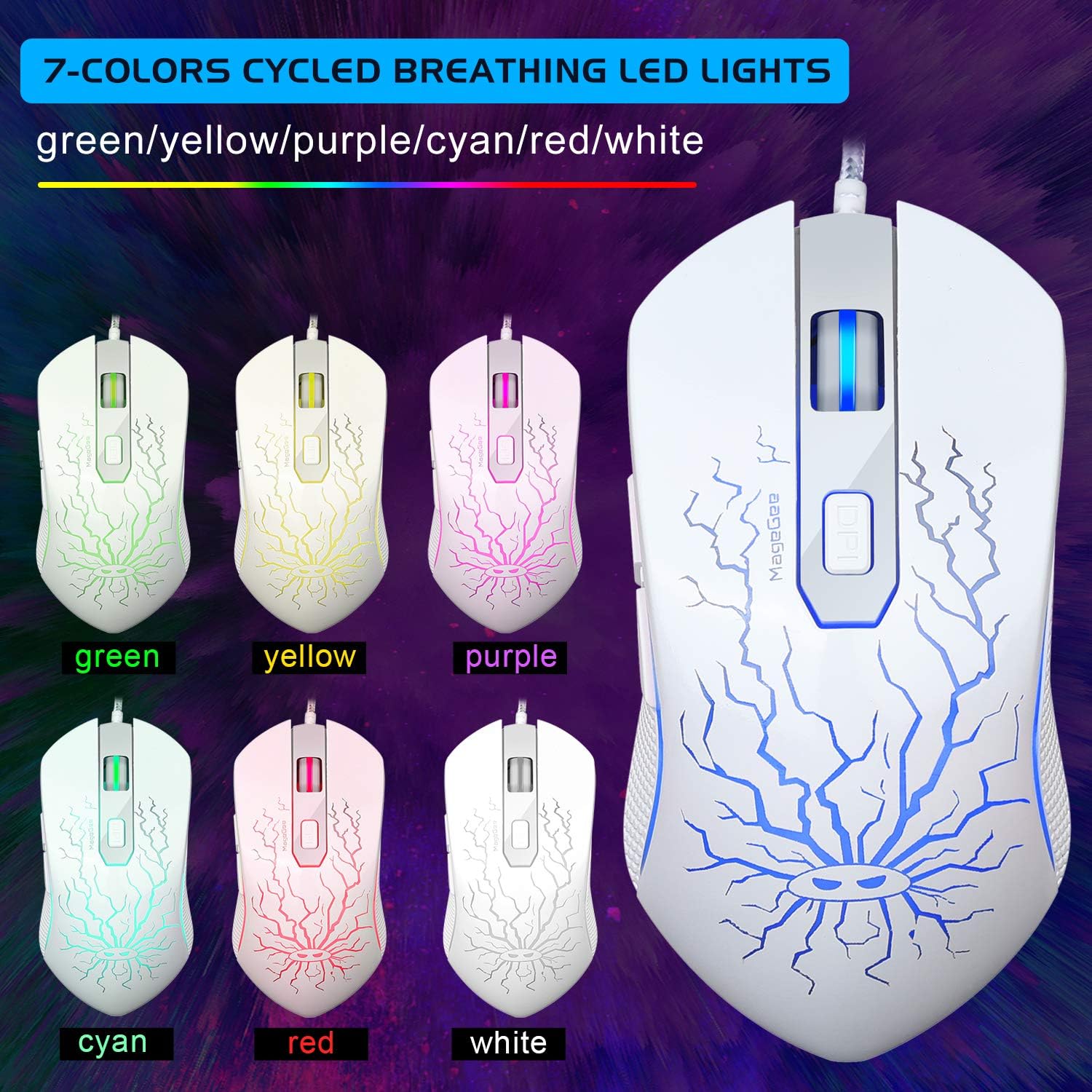 Gaming Keyboard and Mouse Combo, K1 LED Rainbow Backlit Keyboard with 104 Key Computer PC Gaming Keyboard for PC/Laptop(White): Computers & Accessories
