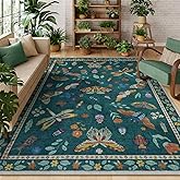 Lahome Insect Print 5x7 Area Rugs for Living Room, Soft Washable Rugs for Bedroom Ultra-Thin Non Slip Modern Rug, Stain Resistant Throw Rug Carpet for Office Nursery Dining Room(5'x7',Dark Green)