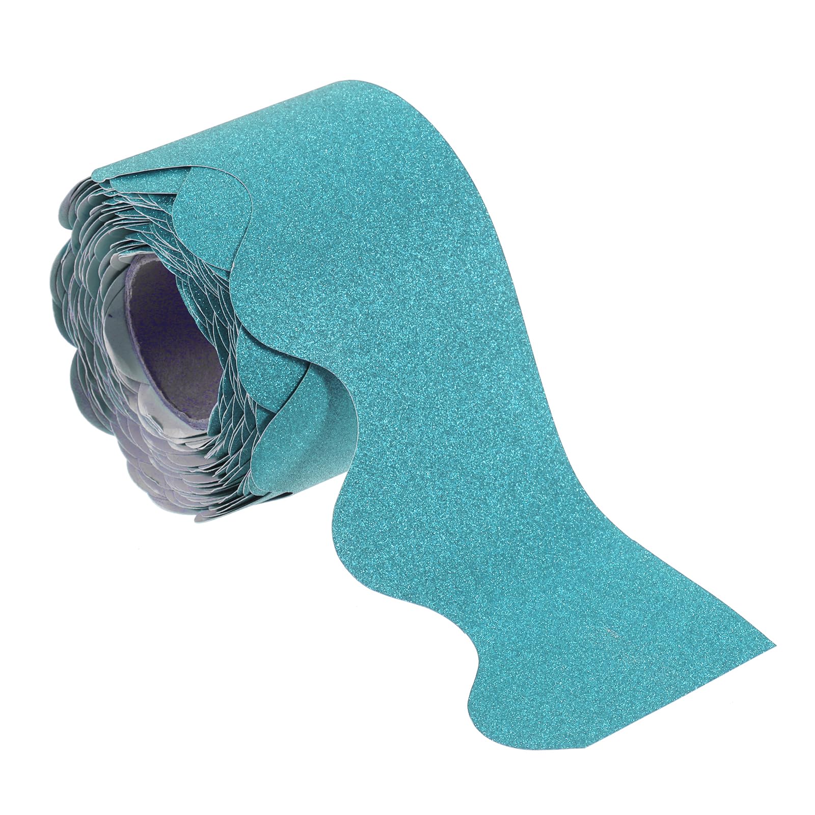 PATIKIL 2.3" x 32.8ft Bulletin Board Border, Scalloped Trim Strips Wall Decor for Locker Classroom Cork Poster Black Board White Chalkboard, Shiny Blue