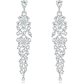 Wedding Dangle Earrings, Beusoulover Bridal Drop Earrings for Women with Cubic Zirconia Platinum Plated Silver Super Stunning Jewelry for Brides and Bridesmaids, Gifts for Her Christmas, Holiday