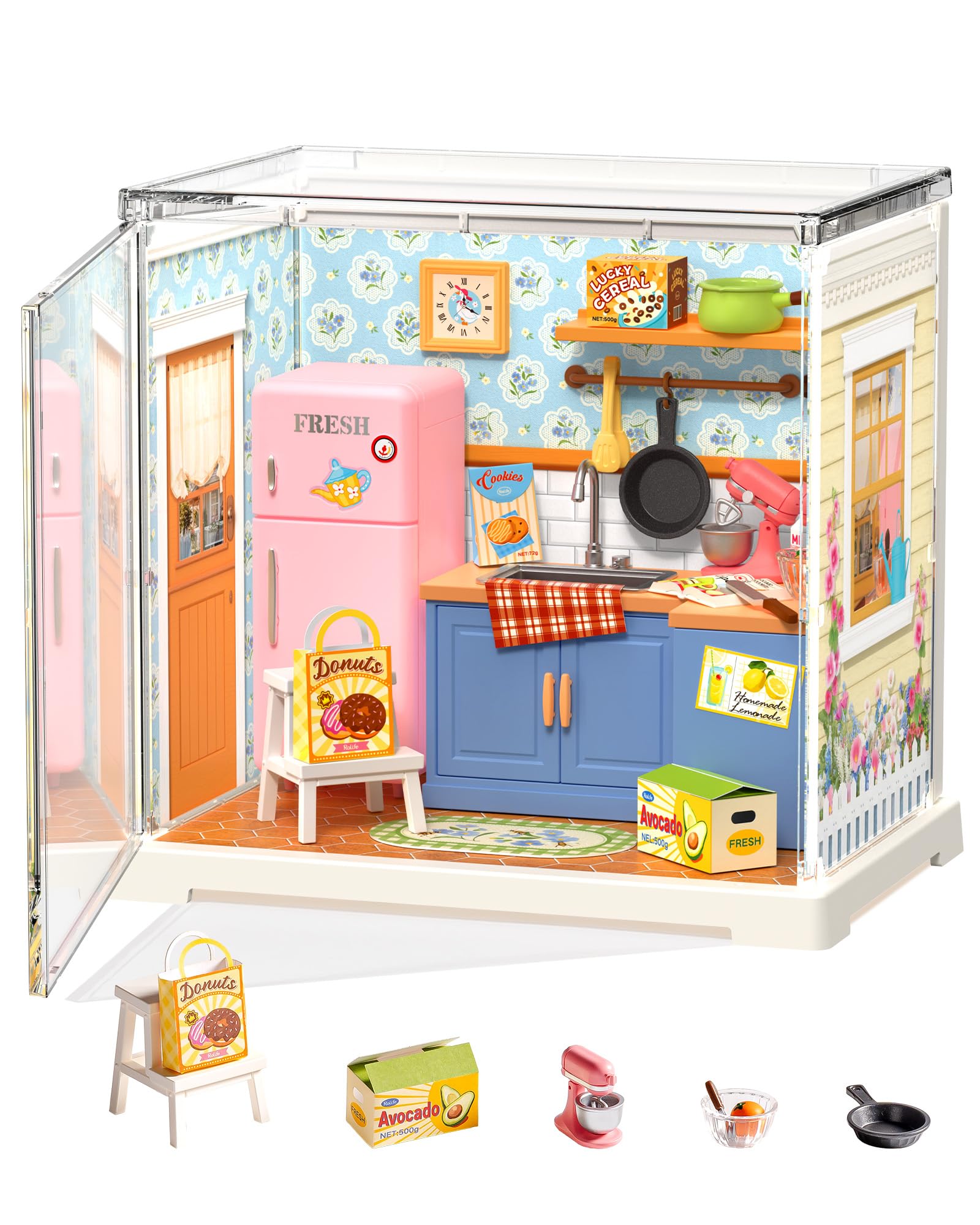 Rolife Super Creator DIY Miniature House Kit Dollhouse Decoration, Tiny House Christmas Birthday Gift for Friends, Model Kits for Adults to Build (Homely Baking Kitchen)