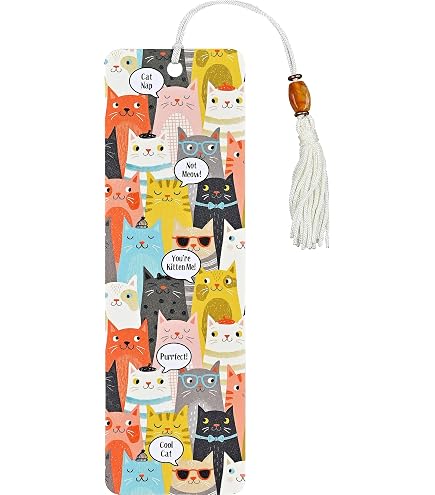 Cat Bookmark - Stainless Steel Funny Book Marker With Charm, Gift Box For Readers & Cat Lovers
