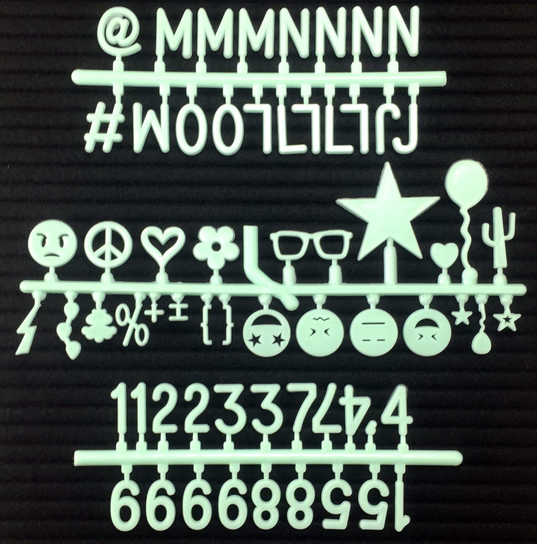 Pastel Mint Green Color Letter Set for Letter Boards. 3/4" Letters, 222 Characters, Fun Symbols and Emoji’s (Mint Green ONLY)