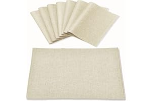 Rinpon Cloth Placemats Set of 8, Linen Type Fabric Placemats Machine Washable Placemats Heat Resistant Placemats Wrinkle Free Thick Polyester Kitchen Place Mats for Dining Table (Beige)