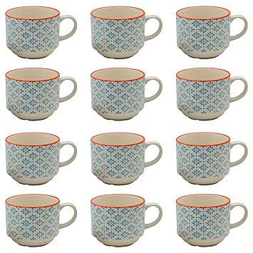 Blaue Blume Design stapelbare Porzellan Tee/Kaffee Tassen Nicola Spring