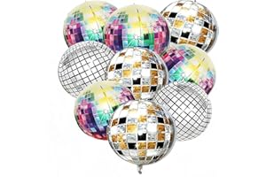 9 PCS Disco Balloons – 22 Inch Helium 4D Colorful Mirror Balloons – Shiny Party Decorations for Birthdays, Bachelor Parties &