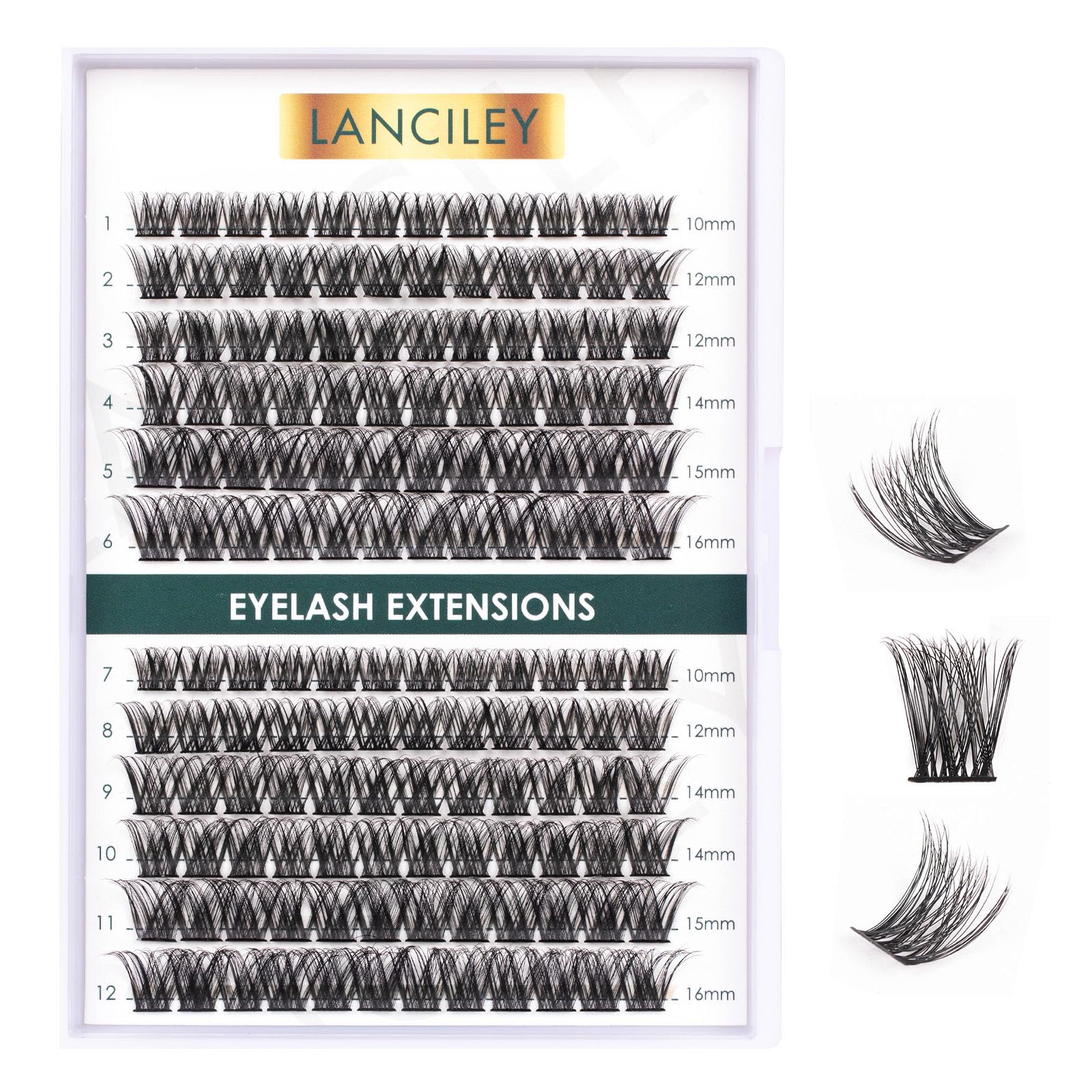 Lanciley 144 Clusters Individual Lashes False Eyelashes Natural Lash Clusters Thin Band Soft Reusable DIY Lash Extension Kit at Home for Make-up Beginner C/D Curl 10/12/14/15/16mm - L01