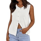 PRETTYGARDEN Vest Tops for Women 2026 Summer Sleeveless Sweater Tops Spring Trendy Knit Vests Cute Button Up Cardigan