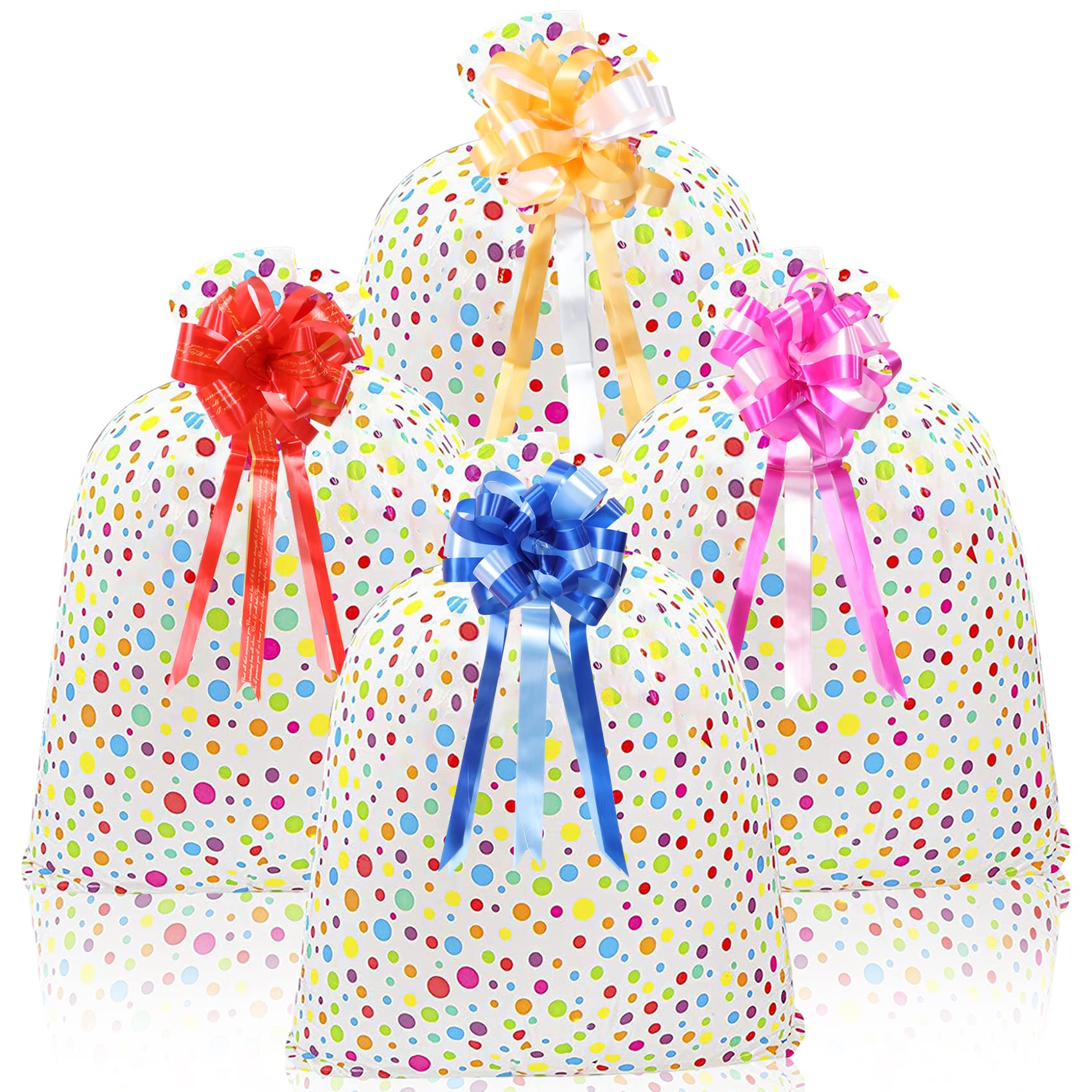 4 Pack Jumbo Plastic Gift Bags, 36× 56 inches Extra Large Gift Bag with Pull Bows, Giant Gift Bag for Presents Christmas, Birthday, Wedding